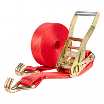 Стяжка груза 5,0т 10,0м STAFF 50мм красный храповый механизм с крюками полиэстер 1шт